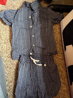 GAP Factory Navy and White Striped Kids Matching Set